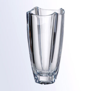 Crystal trophy with faceted, angular design and vertical ridges, ideal for corporate or employee recognition awards.