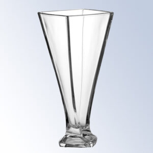 Crystal trophy with geometric angles, flared top, and sturdy base; ideal for corporate or employee achievement recognition.