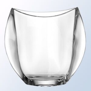 Crystal trophy with thick, rounded sides and open top on a gradient background, ideal for corporate milestone recognition.