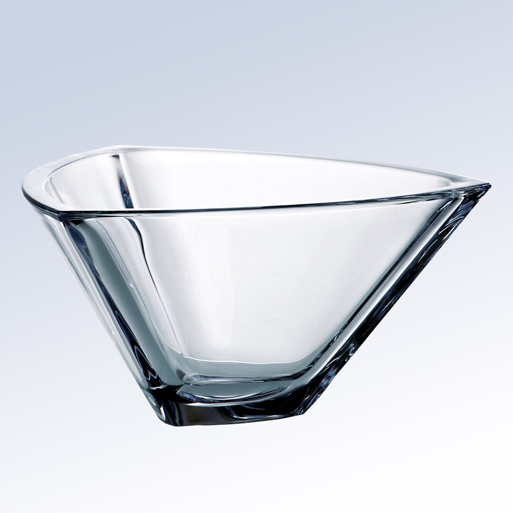 Crystal triangle trophy with irregular edges, ideal for corporate recognition or employee achievement awards.