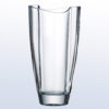 Crystal trophy with modern asymmetrical rim, clear glass design, ideal for corporate or employee recognition awards.