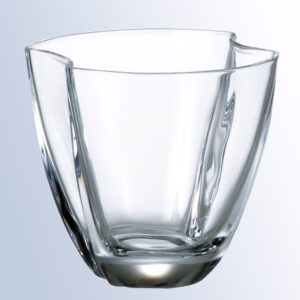 Crystal trophy with three wavy, uneven edges and thick sides, ideal for corporate or employee achievement recognition.