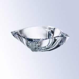 Crystal trophy bowl with faceted geometric edges, ideal for corporate recognition or employee achievement awards.