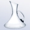 Clear crystal decanter trophy with wide base and curved handle, ideal for corporate recognition or milestone awards.