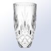 Clear crystal vase trophy with geometric cut design, ideal for corporate recognition or milestone awards.