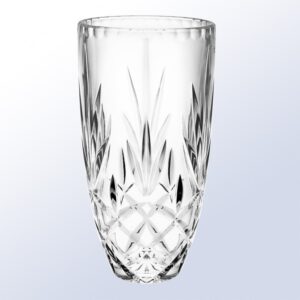Clear crystal vase trophy with geometric cut design, ideal for corporate recognition or milestone awards.