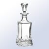 Crystal decanter trophy with geometric stopper, faceted base; ideal for corporate recognition or milestone awards.