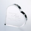 Heart-shaped crystal plaque engraved with “Yours For all Time” and names, ideal for milestones or employee recognition.