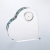 Heart-shaped crystal award with embedded clock, ideal for employee recognition or corporate milestone gifts.