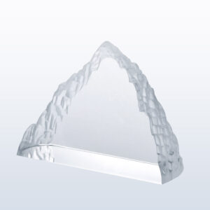 Crystal mountain peak trophy with textured sides, ideal for corporate or employee achievement recognition.