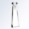 Crystal trophy with pyramid base and faceted diamond top, ideal for corporate recognition or employee achievement awards.