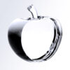 Crystal apple trophy with smooth, curved clear glass design, ideal for teacher or employee recognition awards.