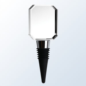 Crystal rectangular trophy with faceted top and black base, ideal for corporate recognition or employee achievement awards.