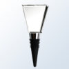 Triangular crystal trophy with silver collar and black base, ideal for corporate awards and milestone recognition.