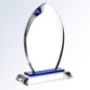 Blue Eternal Flame crystal trophy on blue and clear glass base, ideal for corporate recognition or achievement awards.