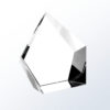 Clear glass crystal trophy displayed on white background, ideal for corporate recognition or employee achievement awards.