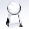 Crystal basketball trophy on a pyramid-inspired crystal base, ideal for corporate or sports achievement recognition.