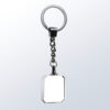 Rectangular faceted crystal plaque keychain, silver hardware, ideal for corporate recognition or employee milestone awards.