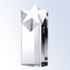 Crystal star award trophy with glass rectangular base, ideal for corporate recognition or employee achievement.