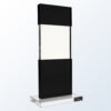 Black Tiered Post crystal trophy with clear center and transparent base, ideal for corporate or employee recognition.