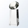 Crystal diamond trophy with faceted diamond accent on a tall base, ideal for corporate or employee recognition awards.