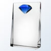 Clear crystal plaque award with blue diamond accent, perfect for corporate recognition or employee achievement.