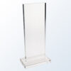 Clear crystal plaque award on matching base, ideal for corporate recognition or employee achievement.