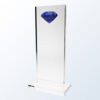 Blue Diamond High-Rise crystal trophy with blue diamond accent on clear base, ideal for corporate or employee recognition.