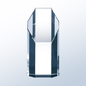 Empire Octagon Crystal Trophy with faceted edges on a hexagonal base, ideal for corporate or employee achievement recognition.