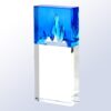 Rectangular crystal trophy with clear base and blue peak design, ideal for corporate achievement or employee recognition.