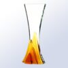 Crystal trophy with clear hourglass design and amber-inspired base, ideal for corporate or employee recognition awards.