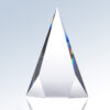 Crystal pyramid trophy with subtle rainbow reflection, ideal for corporate recognition or employee achievement awards.