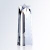 Crystal star award trophy with faceted design, pointed top, and engraved front text, ideal for corporate recognition.