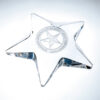 Crystal star award with engraved seal, perfect for corporate recognition or employee achievement, displayed on a white surface.