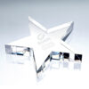 Crystal star award trophy with engraved text and logo, ideal for corporate recognition or employee achievement.
