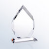 Clear crystal diamond trophy with faceted edges, pointed top, and glass base; ideal for corporate or milestone recognition.