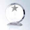 Crystal star award trophy with silver textured star and engraved base for corporate or employee recognition.