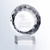 Round crystal trophy with water skiers engraving, NWSRA logo, and "NMC Champion" base—ideal for water ski racing achievement.
