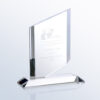 Crystal award plaque with beveled edges on a rectangular base, ideal for humanitarian or corporate recognition.