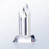 Crystal trophy award with geometric facets on a solid base, ideal for corporate recognition or employee achievement.