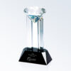 Crystal trophy with diamond-shaped top on black base, engraved for 2008 Business Partner of the Year corporate recognition.