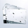 Crystal wedge trophy with Swiss cheese-inspired circular holes, ideal for employee recognition or corporate milestones.