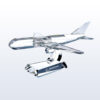 Crystal airplane trophy on glass stand with Boeing logo, ideal for corporate achievement or aviation milestone recognition.