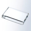 Crystal rectangle plaque with beveled edges on gradient background, ideal for corporate or employee achievement awards.