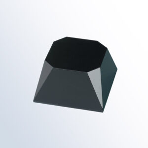 Black crystal slant base award with beveled sides, ideal for corporate recognition or employee achievement.