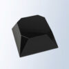 Black crystal four-sided slant base award, geometric trophy for corporate or employee recognition, sleek black crystal material.
