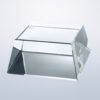 Crystal rectangular award with slanted sides, clear glass, ideal for corporate or employee recognition.