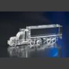 Crystal semi-truck award, transparent glass/acrylic, ideal for trucking industry or corporate achievement recognition.