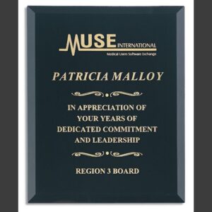 Black crystal star plaque with gold accents, honoring leadership and commitment; ideal for corporate achievement awards.