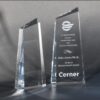 Glacier Crystal Award plaque, clear glass material, suitable for corporate or employee milestone recognition.